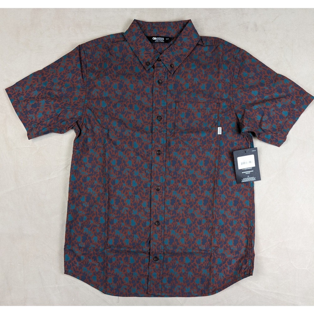 Outdoor Research Small Mens Shirt S/S Rooftop Brick‎ Woodblock NWT $69 40" Chest